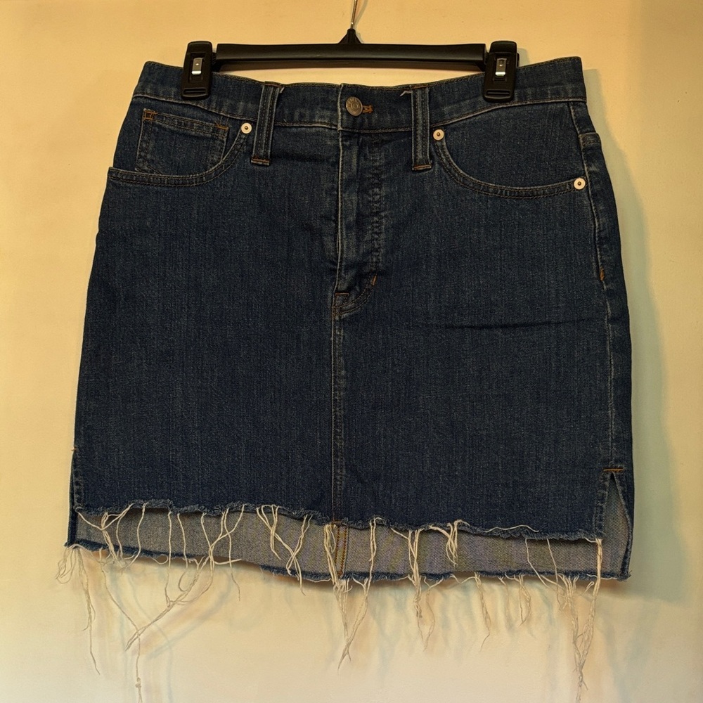 Madewell Dark Blue Frayed Mini Skirt
